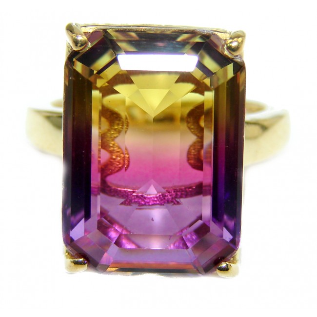 Genuine 25ct Ametrine 18K Gold over .925 Sterling Silver handcrafted ring; s. 6 3/4