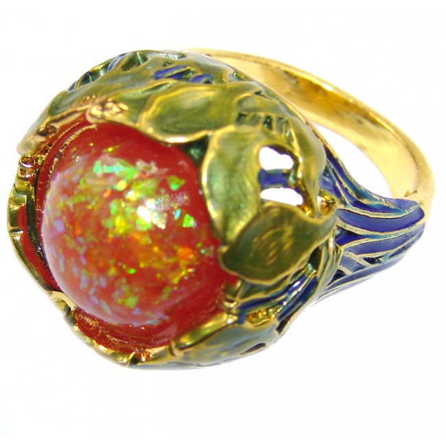Dichroic Glass .925 Sterling Silver handmade ring size 7 1/4