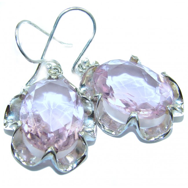 Pastel Pink Quartz .925 Sterling Silver handcrafted earrings