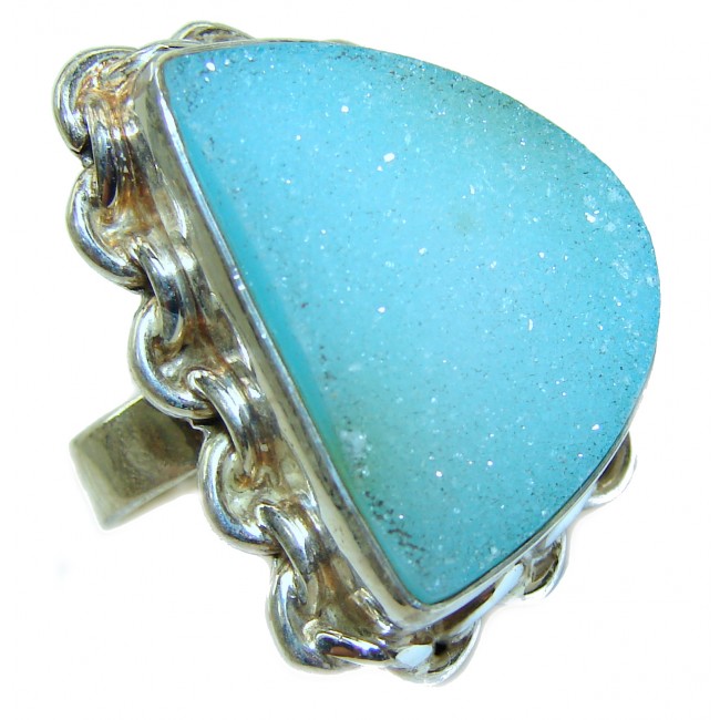 Exotic Druzy Agate Sterling Silver Ring s. 7 1/4