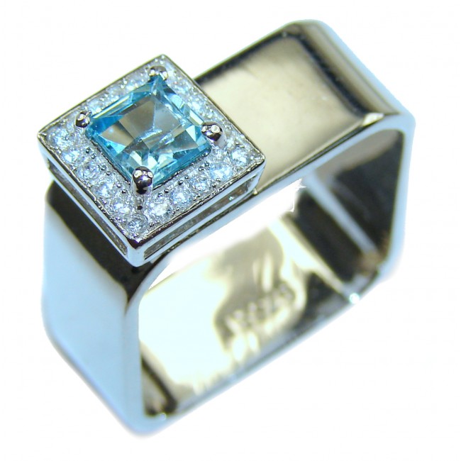 Energizing Swiss Blue Topaz .925 Sterling Silver handmade Ring size 7 1/4
