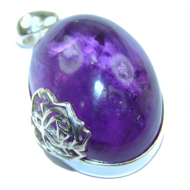 Her Majesty Natural 68 ct Amethyst .925 Sterling Silver handmade Pendant