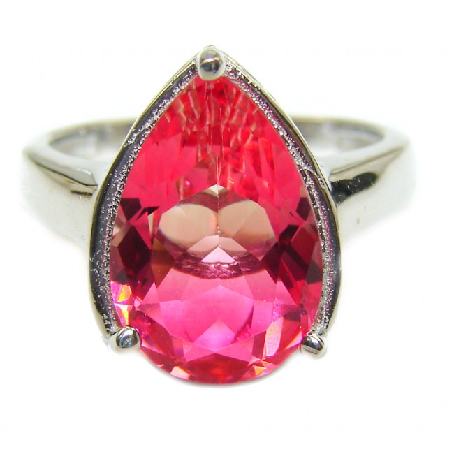 Genuine 25ct Pink Tourmaline .925 Sterling Silver handcrafted ring; s. 7 1/2