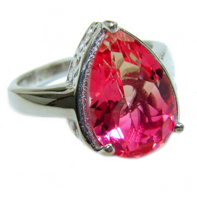 Genuine 25ct Pink Tourmaline .925 Sterling Silver handcrafted ring; s. 7 1/2