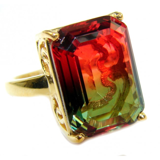 HUGE Top Quality Magic Volcanic Tourmaline color Topaz .925 Sterling Silver handcrafted Ring s. 8 1/4