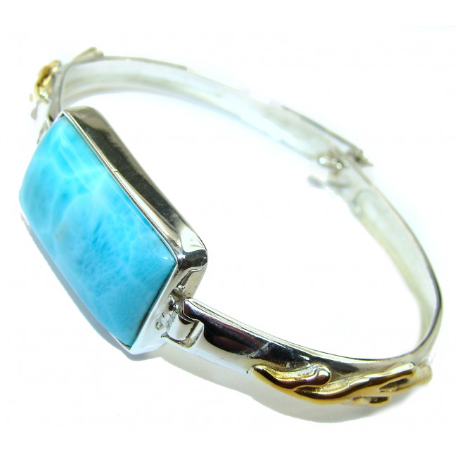 Sublime Beauty of Nature Blue Larimar 18K Gold over .925 Sterling Silver handcrafted Bracelet