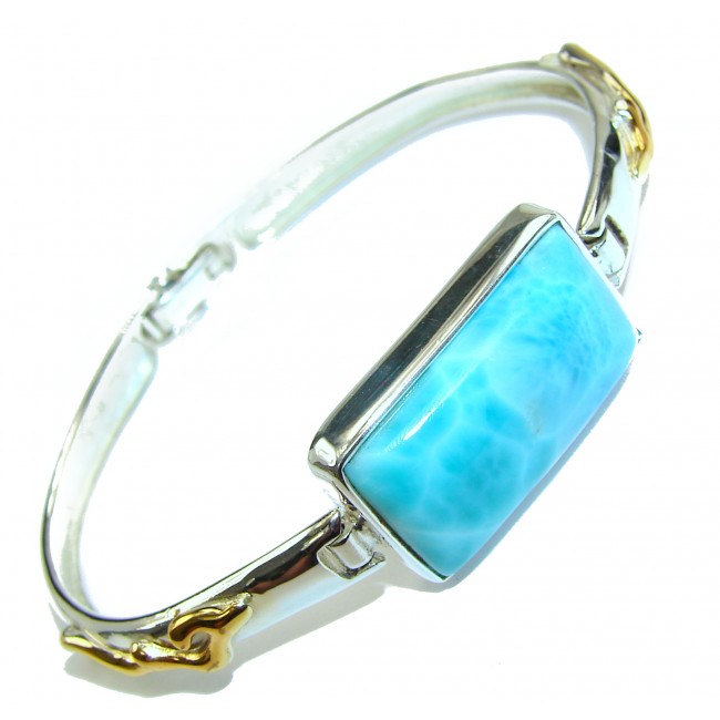 Sublime Beauty of Nature Blue Larimar 18K Gold over .925 Sterling Silver handcrafted Bracelet