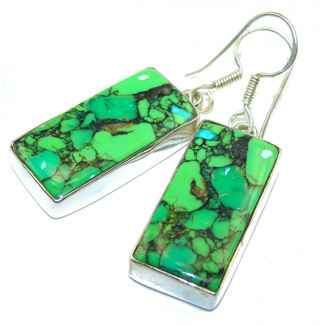 Precious Green Turquoise .925 Sterling Silver handmade earrings