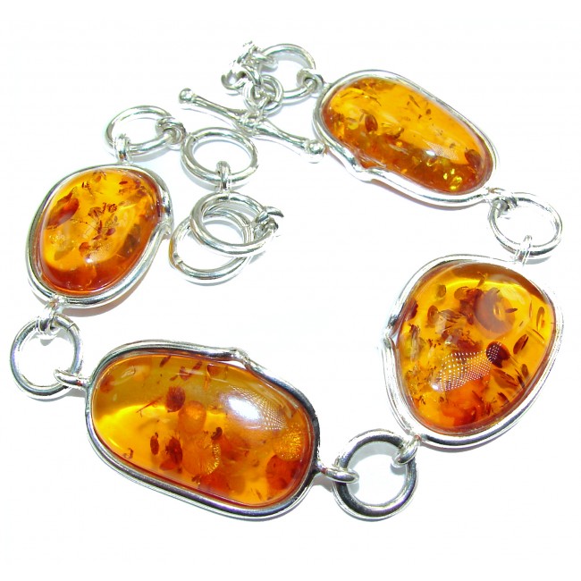 Beautiful AAA quality Baltic Polish Amber .925 Sterling Silver handcrafted Bracelet