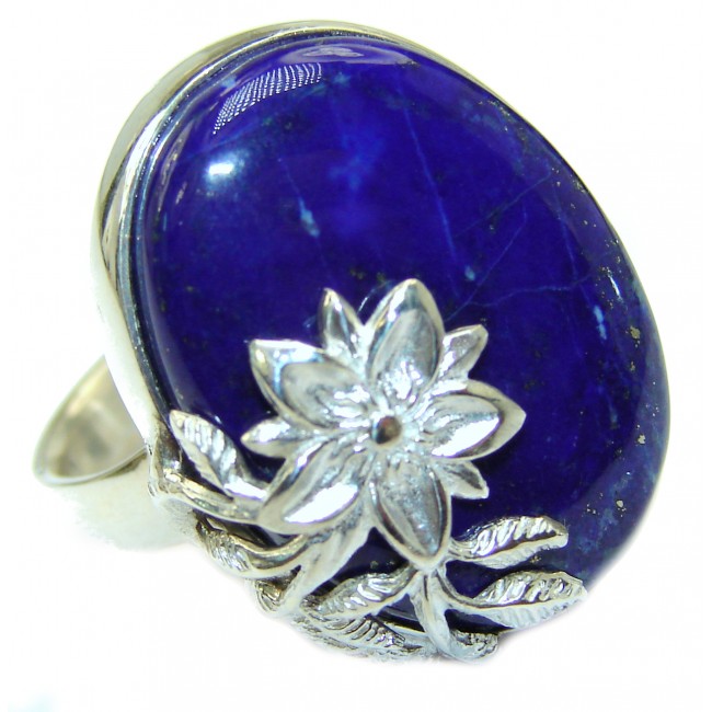 Natural Lapis Lazuli .925 Sterling Silver handcrafted ring size 6 adjustable