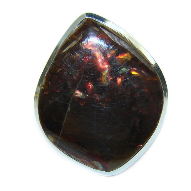 HUGE Pure Energy Genuine Canadian Ammolite .925 Sterling Silver handmade ring size 7