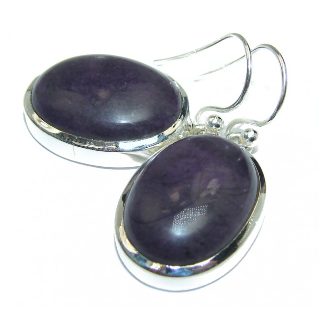Perfect Natural Sugalite .925 Sterling Silver handmade earrings