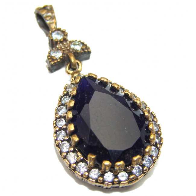 created Sapphire Gold over .925 Sterling Silver handmade Pendant