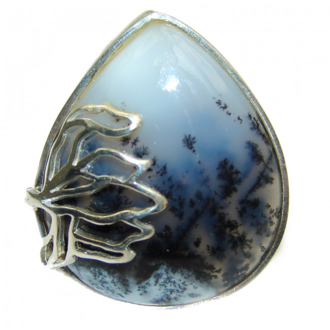 Top Quality Dendritic Agate .925 Sterling Silver hancrafted Ring s. 7 1/4