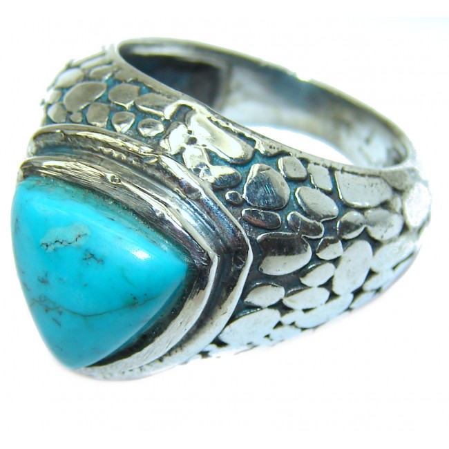 Natural Turquoise .925 Sterling Silver handmade ring s. 8 1/4