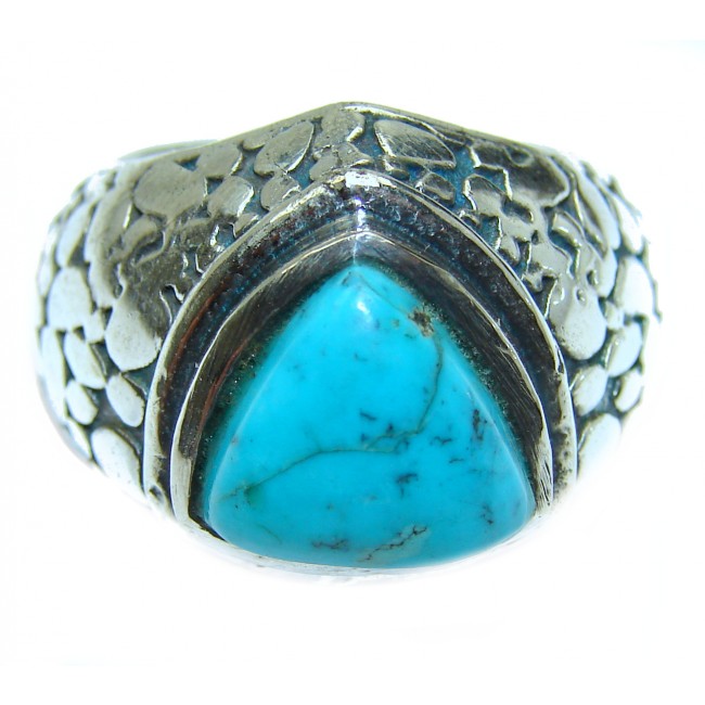 Natural Turquoise .925 Sterling Silver handmade ring s. 8 1/4