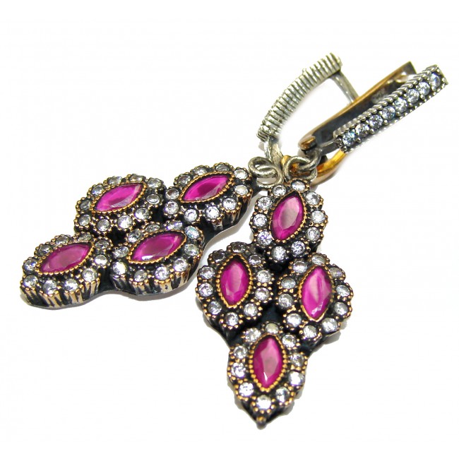 Trendy created Ruby Sterling Silver handmade earrings