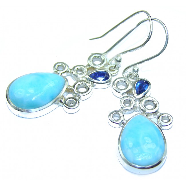 Blue Larimar & Kyanite .925 Sterling Silver handcrafted earrings