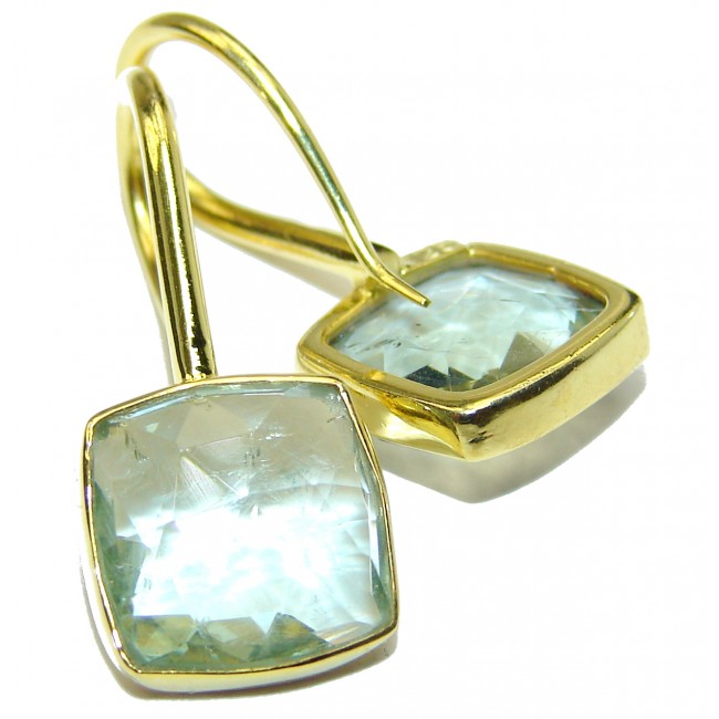 Perfect Green Amethyst 14K Gold over .925 Sterling Silver handmade earrings