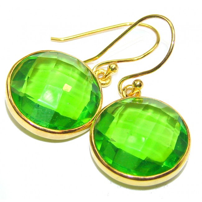 Incredible lab. Green Quartz .925 Sterling Silver earrings
