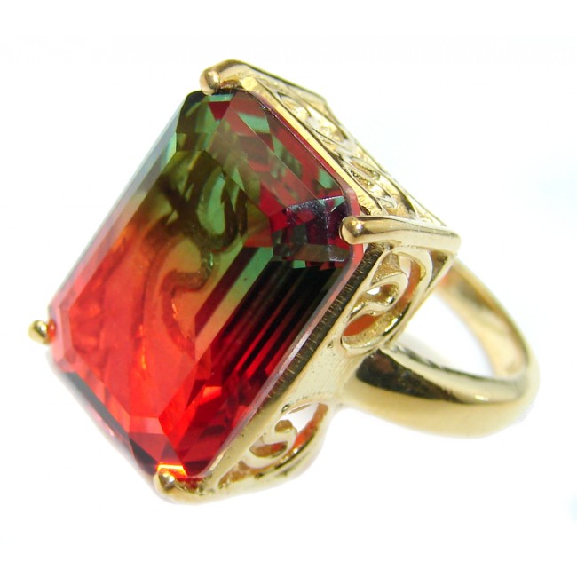 HUGE Top Quality Magic Volcanic Tourmaline color Topaz .925 Sterling Silver handcrafted Ring s. 6 1/2