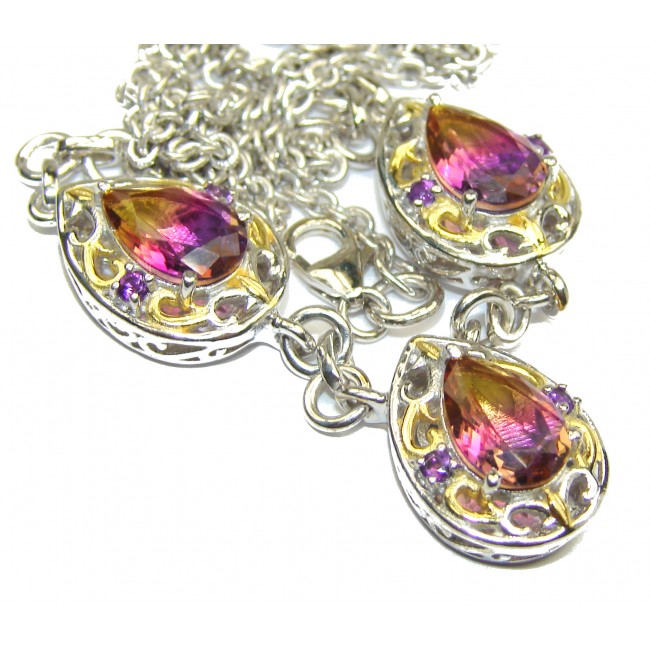 Pear cut Ametrine 18K Gold over .925 Sterling Silver handcrafted necklace