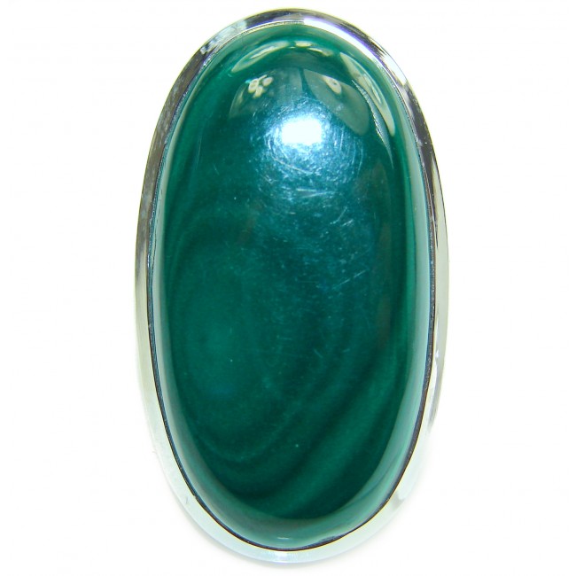 Natural Sublime quality Malachite .925 Sterling Silver handcrafted ring size 6 3/4
