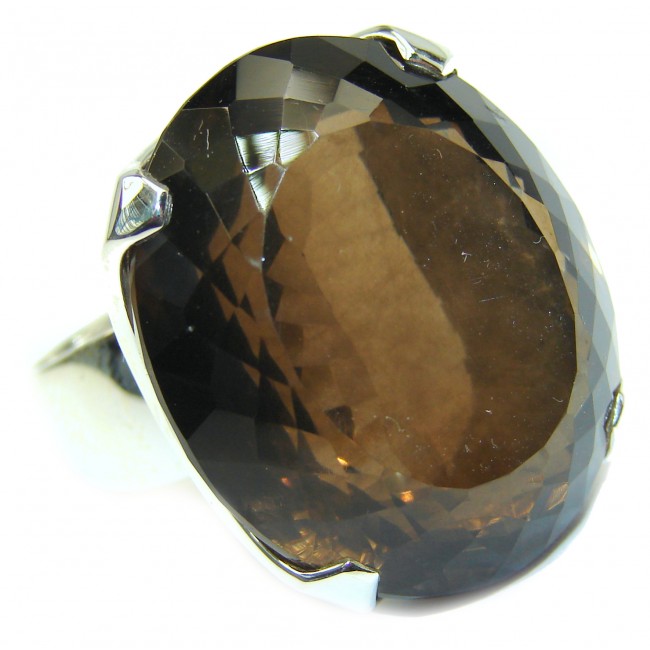MASSIVE Authentic 85 ct Smoky Topaz .925 Sterling Silver handcrafted ring; s 10