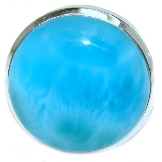 PERFECTION Natural Larimar .925 Sterling Silver handcrafted Ring s. 9