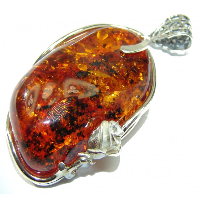 Lonely Rose Natural Baltic Amber .925 Sterling Silver handmade Pendant
