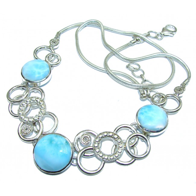 One of the kind Nature inspired Larimar .925 Sterling Silver handmade necklace