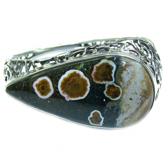 HUGE Authentic Ocean Jasper .925 Sterling Silver handcrafted Bracelet / Cuff