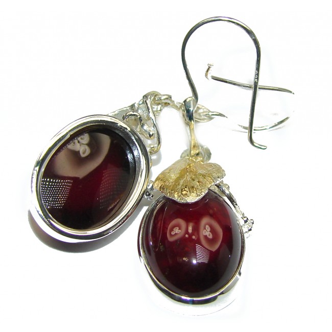 Back to Nature Authentic 65ct Garnet 18K Gold over .925 Sterling Silver handmade earrings