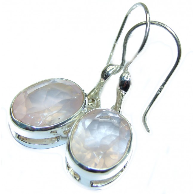 Authentic Rose Quartz .925 Sterling Silver handmade earrings