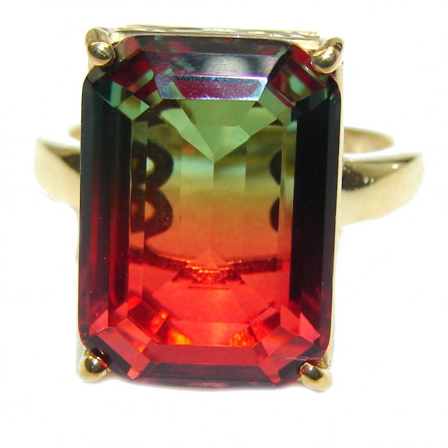 HUGE Top Quality Magic Volcanic Tourmaline 18K Gold over .925 Sterling Silver handcrafted Ring s. 8