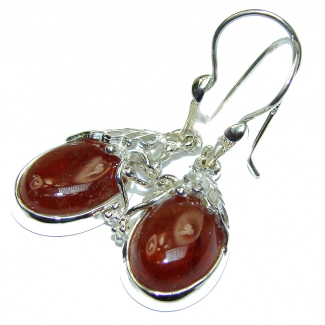 Back to Nature Authentic 65ct Hessonite Garnet .925 Sterling Silver handmade earrings
