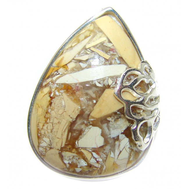 Flawless Australian Bracciated Mookaite .925 Sterling Silver Ring size 6