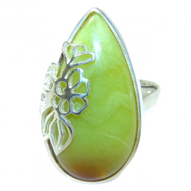 Natural Beauty Green Opal .925 Sterling Silver handcrafted ring s. 8