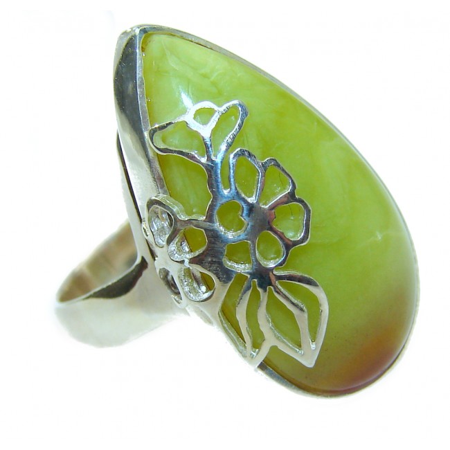 Natural Beauty Green Opal .925 Sterling Silver handcrafted ring s. 8