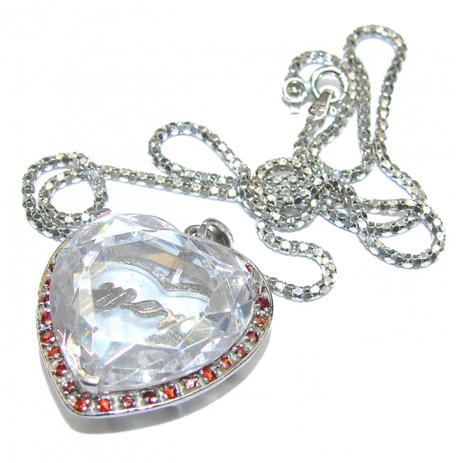 Sweet Heart Red Quartz .925 Sterling Silver handmade Necklace