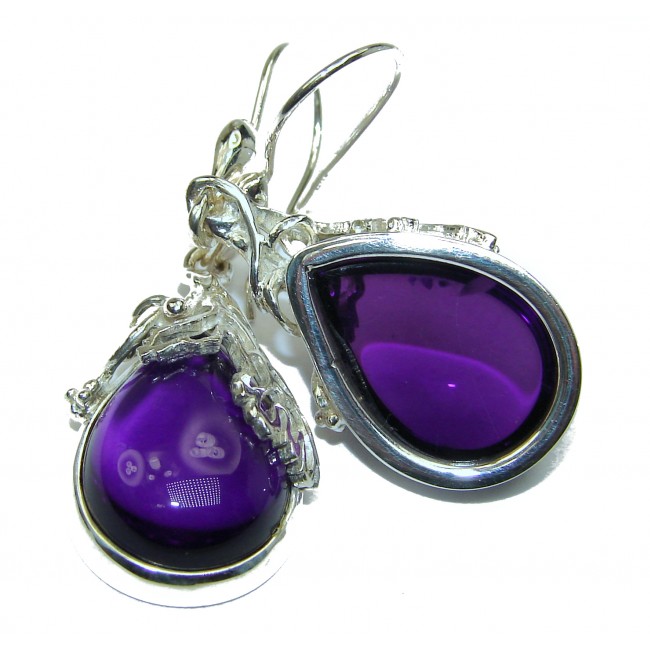 Authentic pure Perfection Amethyst .925 Sterling Silver handmade earrings