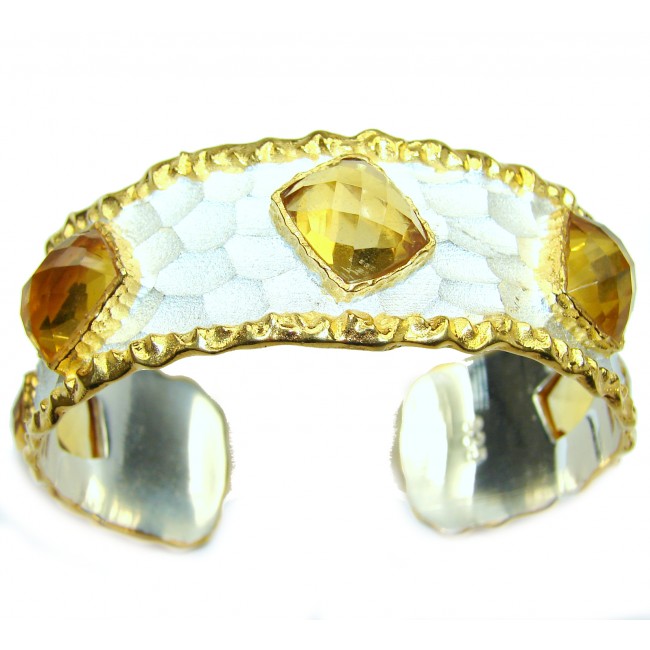 Be Fearless Lemon Quartz gold and Sterling Silver in Antique White Patina handcrafted Bracelet