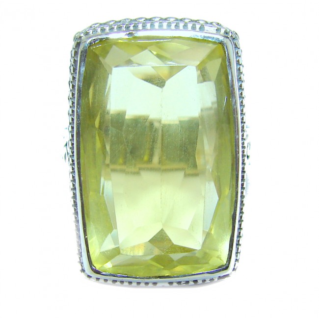 Gallery Piece 85ct. Natural Lemon Quartz .925 Sterling Silver ring s. 7