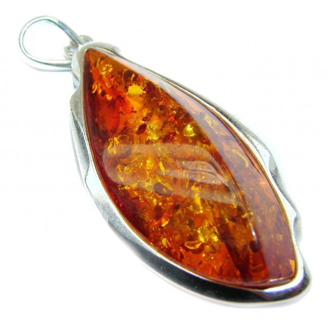 LARGE Natural Baltic Amber .925 Sterling Silver handmade Pendant