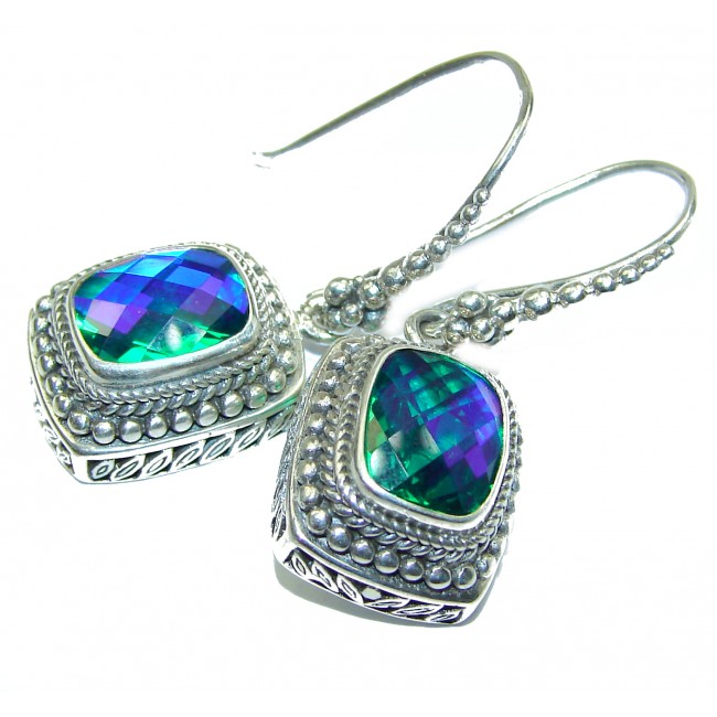 Amazing Blue volcanic Topaz .925 Sterling Silver handmade earrings