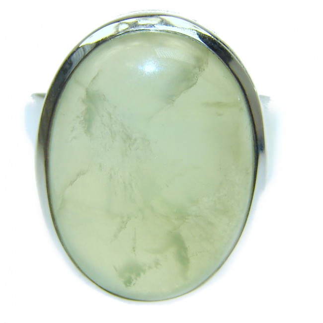 Natural Moss Prehnite .925 Sterling Silver handmade ring s. 8