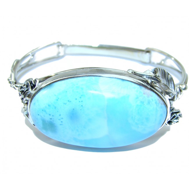 Vintage Beauty of Nature Blue Larimar .925 Sterling Silver handcrafted LARGE Bracelet