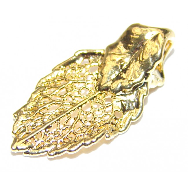 Stylish Deeped In GOLD Leaves Sterling Silver Pendant