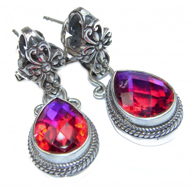 Amazing Pink volcanic Topaz .925 Sterling Silver handmade earrings