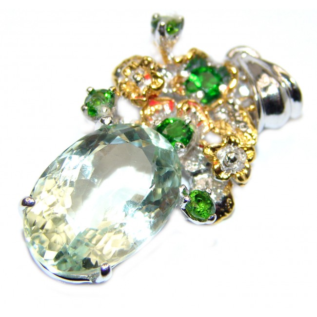 Green Amethyst Gold over .925 Sterling Silver handcrafted pendant